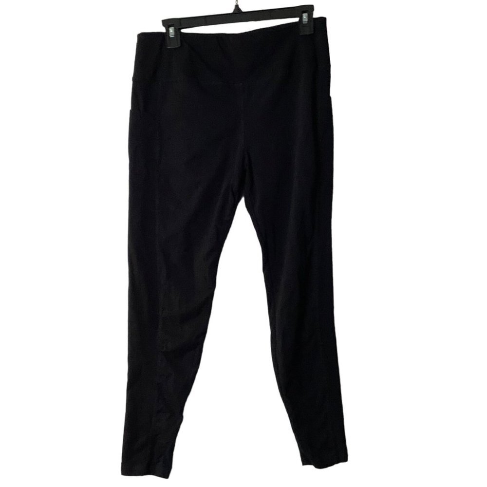 Bebe Sport High Rise Athletic Workout Leggings Pants Women 1X Black Cotton Blend